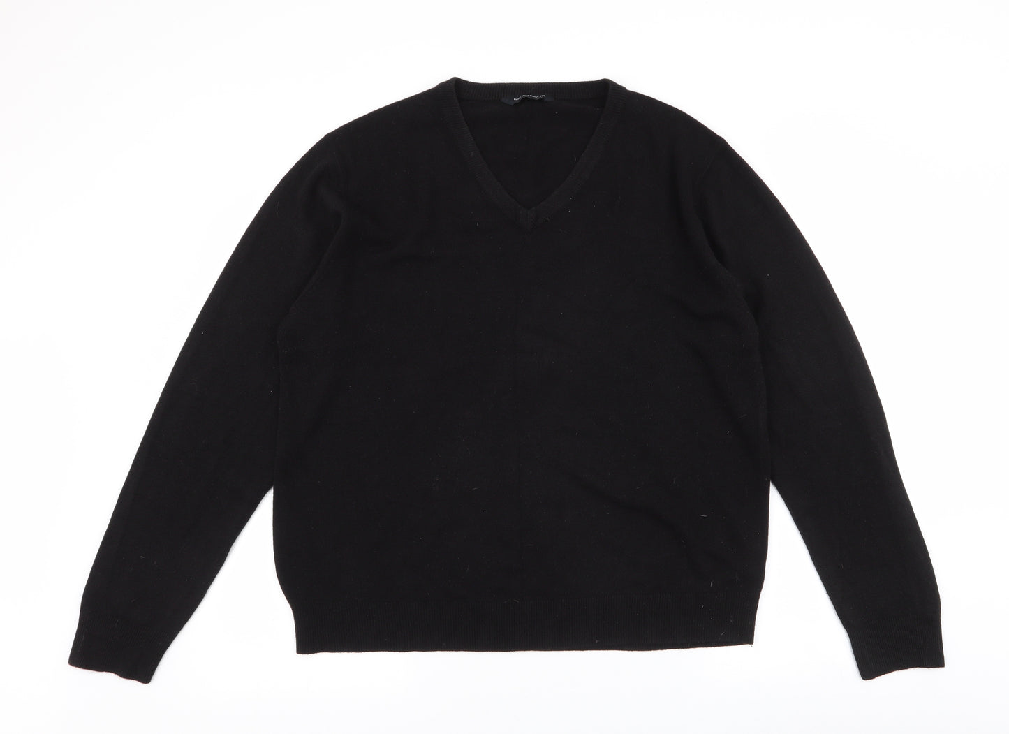 Cedar Wood State Mens Black V-Neck  Acrylic Pullover Jumper Size 2XL