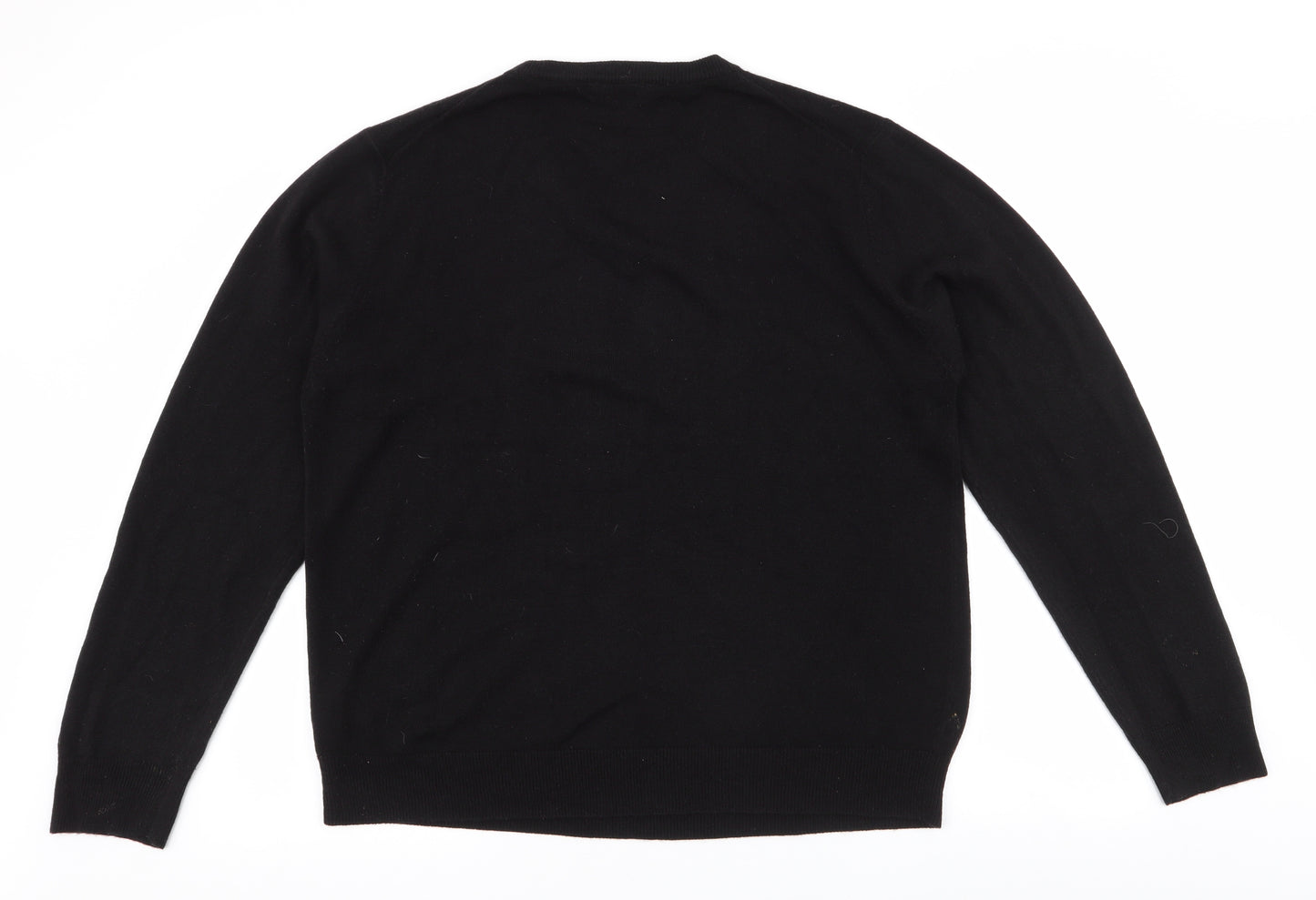 Cedar Wood State Mens Black V-Neck  Acrylic Pullover Jumper Size 2XL