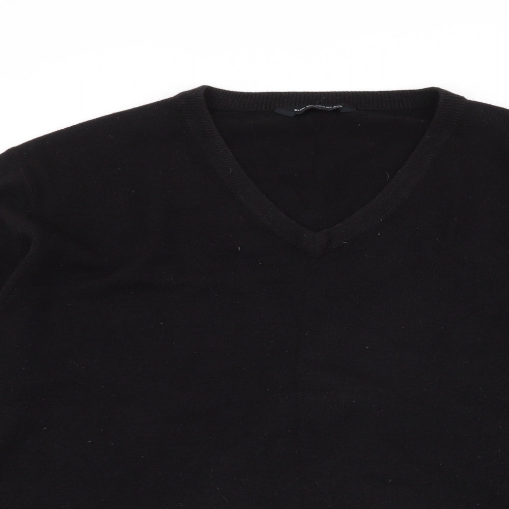 Cedar Wood State Mens Black V-Neck  Acrylic Pullover Jumper Size 2XL