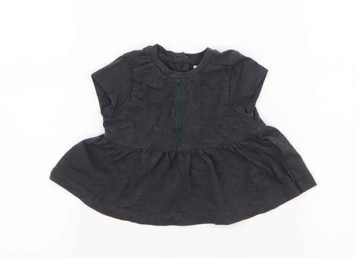 NEXT Girls Grey 100% Cotton Skater Dress Size Newborn Round Neck Button - Up to 1 Month