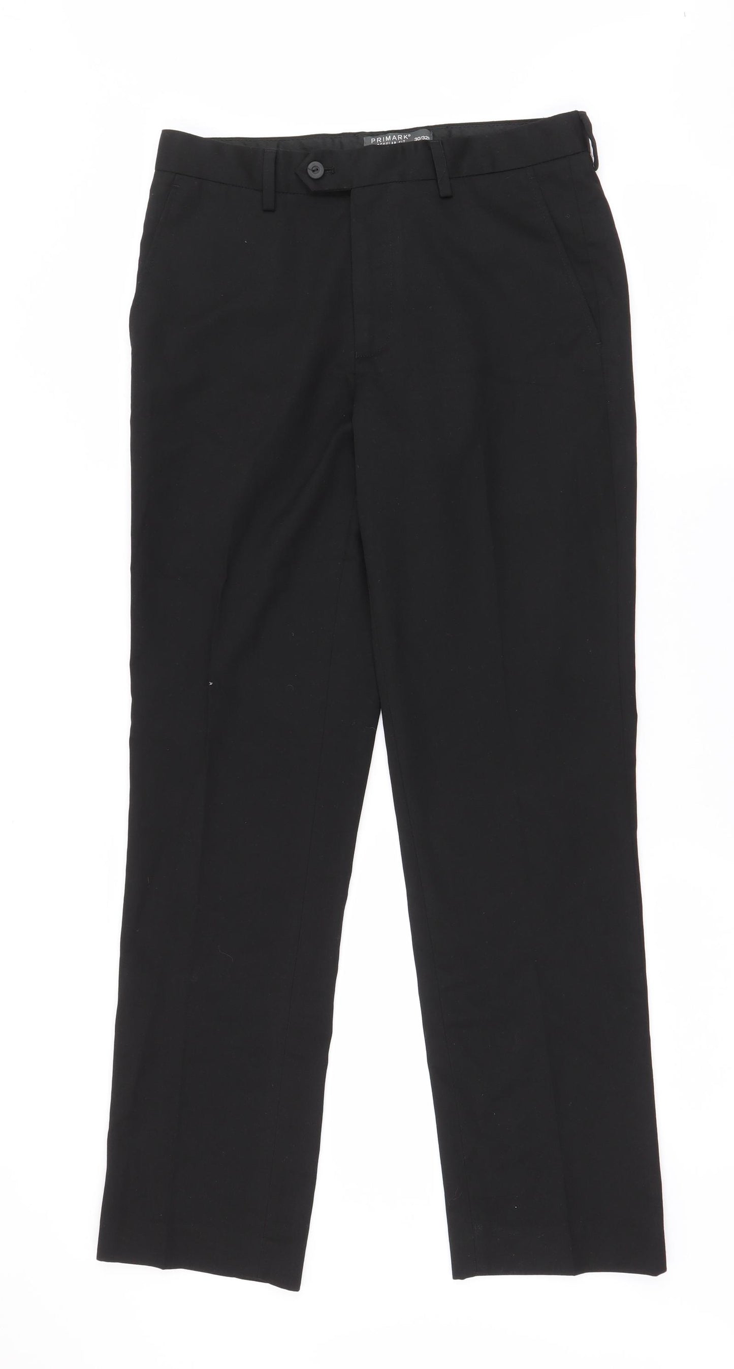 Primark Mens Black  Polyester Dress Pants Trousers Size 30 L32 in Regular Zip