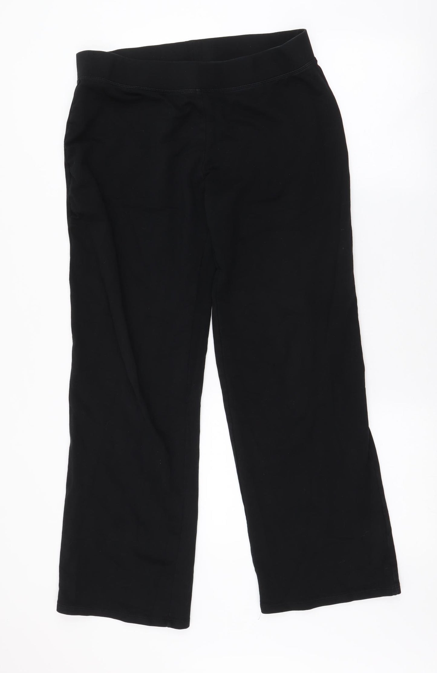 Marks and Spencer Womens Black  Cotton Jogger Trousers Size 16 L27.5 in Regular