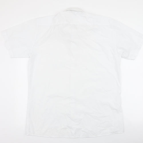 1880 Club Mens White  Polyester  Dress Shirt Size 17 Collared Button