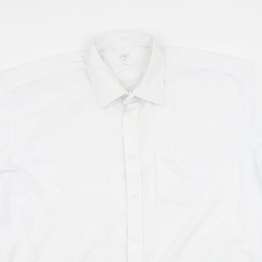 1880 Club Mens White  Polyester  Dress Shirt Size 17 Collared Button