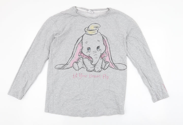 Disney Womens Grey  100% Cotton Top Pyjama Top Size XS   - Dumbo