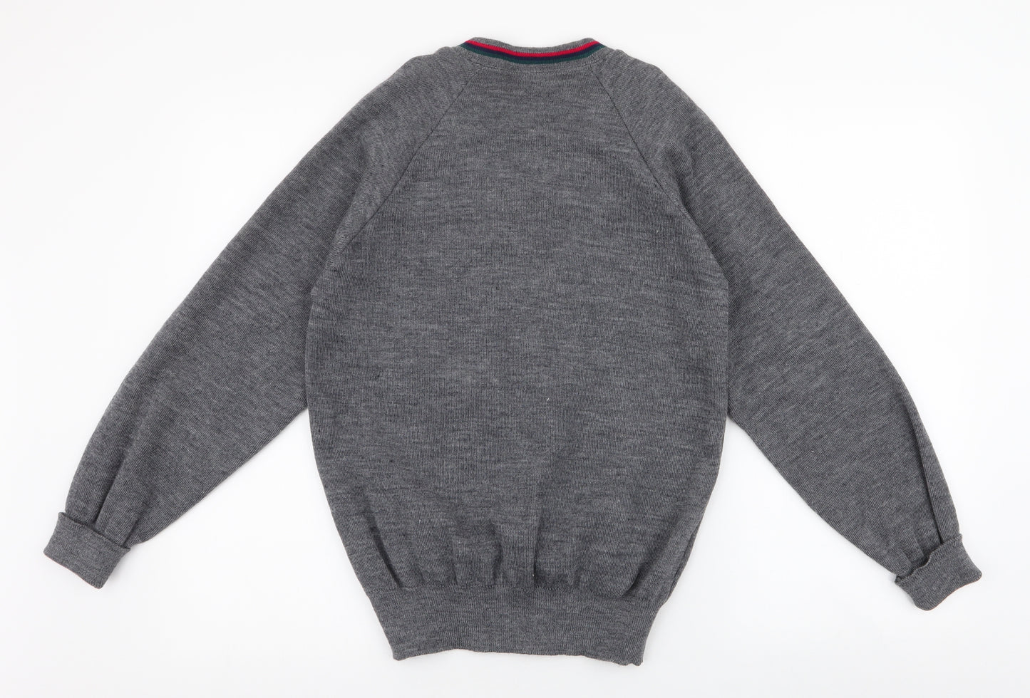 warnocks Mens Grey V-Neck  Polyester Pullover Jumper Size S