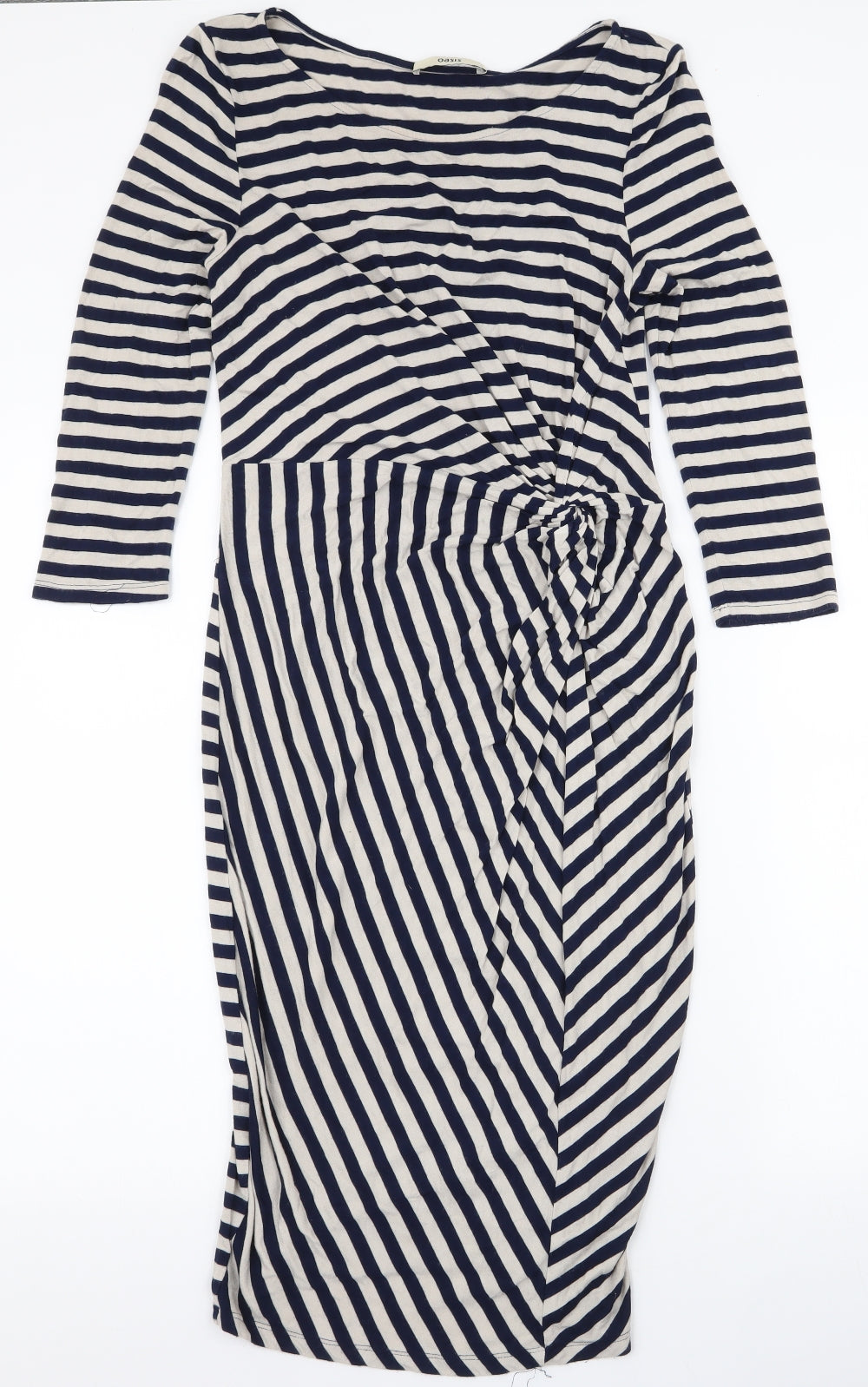 Oasis Womens Multicoloured Striped Viscose Pencil Dress  Size S  Boat Neck Pullover