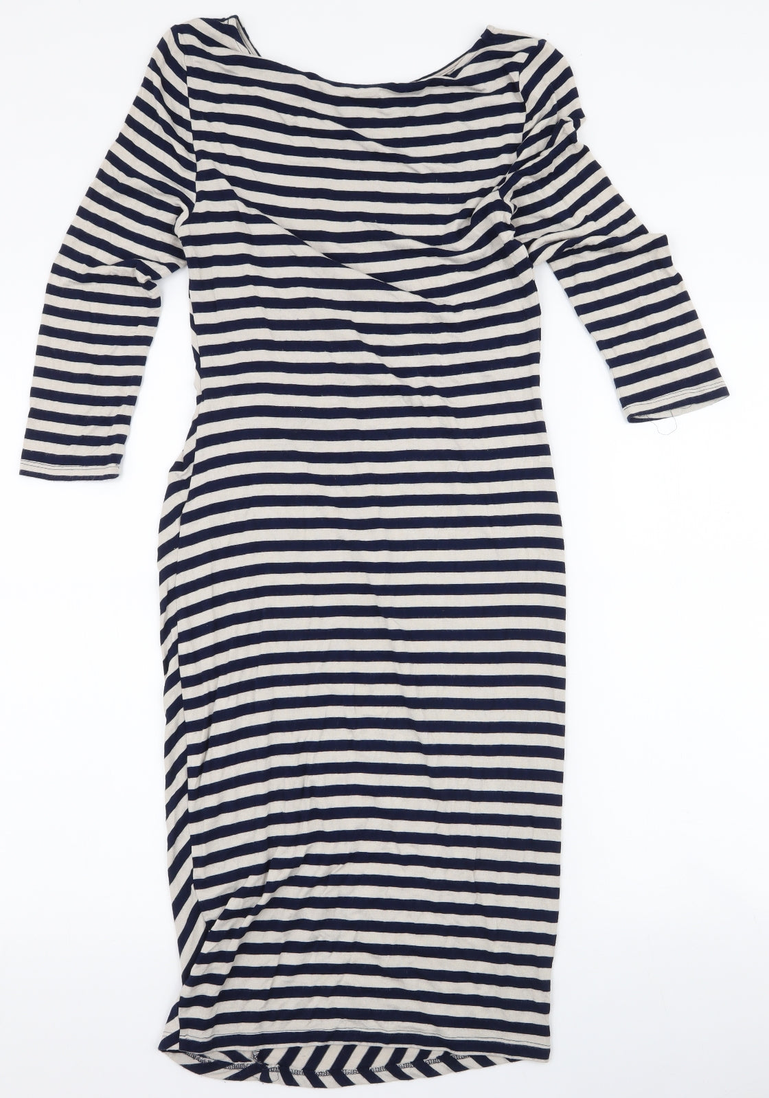 Oasis Womens Multicoloured Striped Viscose Pencil Dress  Size S  Boat Neck Pullover