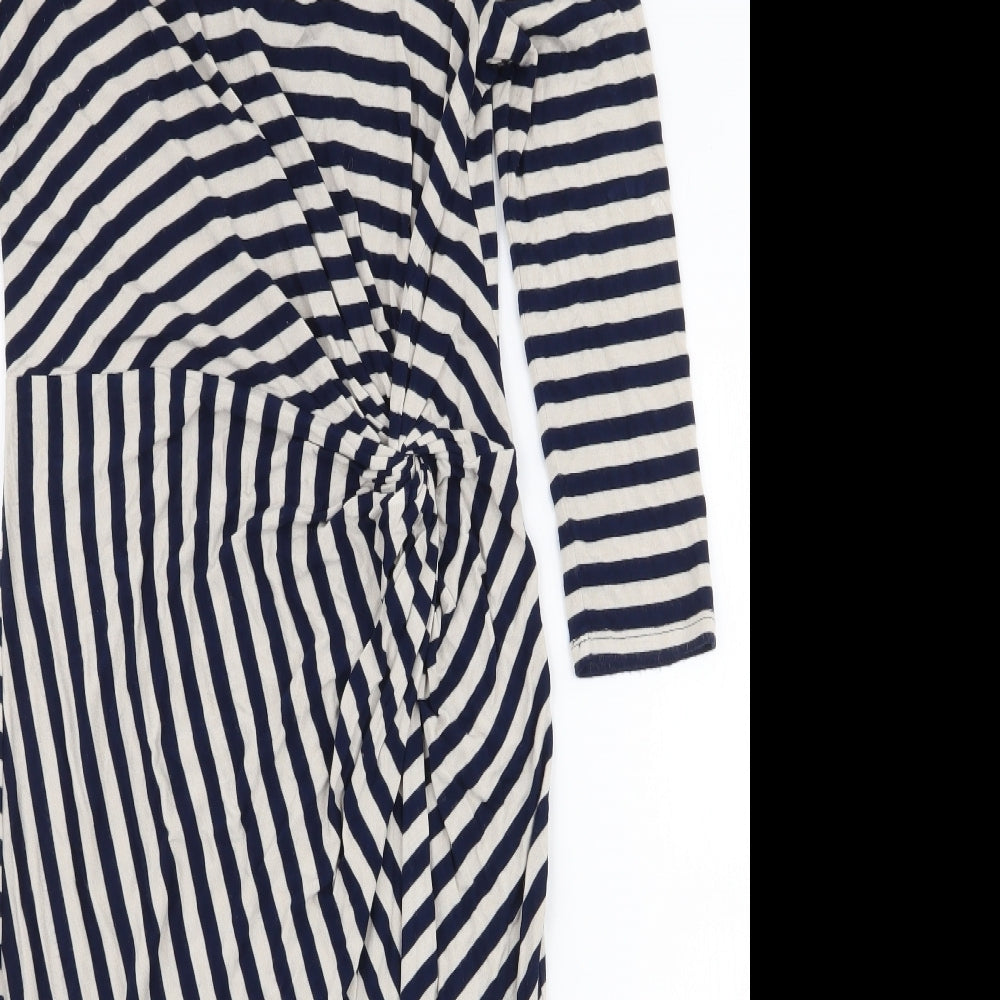 Oasis Womens Multicoloured Striped Viscose Pencil Dress  Size S  Boat Neck Pullover