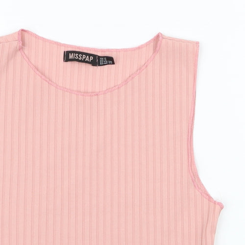 Misspap Womens Pink  Polyester Cropped Tank Size 6 Round Neck