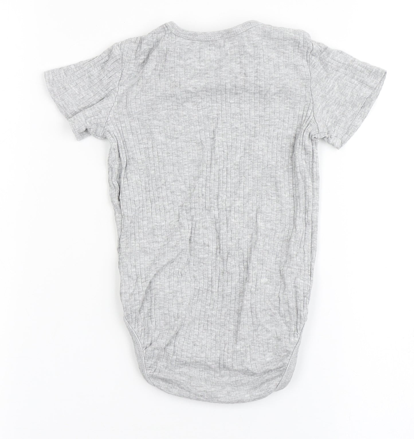 H&M Baby Grey  Cotton Babygrow One-Piece Size 12-18 Months  Snap