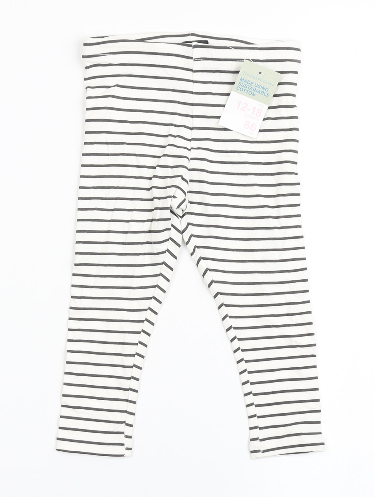 Primark Girls Ivory Striped Cotton Jogger Leggings Size 12-18 Months  Pullover