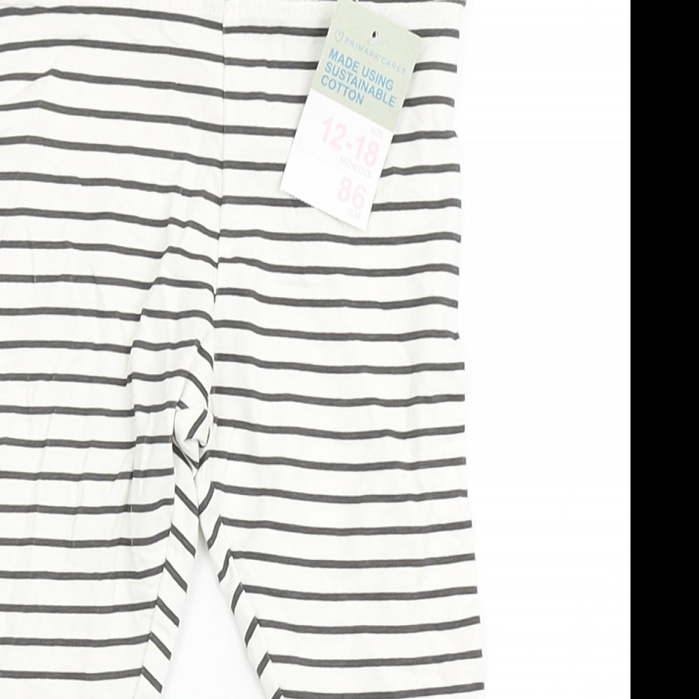 Primark Girls Ivory Striped Cotton Jogger Leggings Size 12-18 Months  Pullover