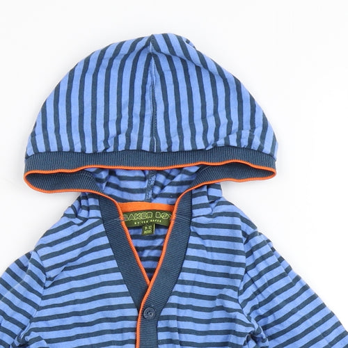 Baker Boy Boys Blue Striped 100% Cotton Cardigan Jumper Size 9-12 Months  Button