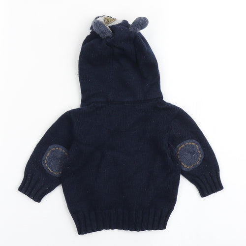 NEXT Boys Blue  Cotton Cardigan Jumper Size 3-6 Months  Button - Bear