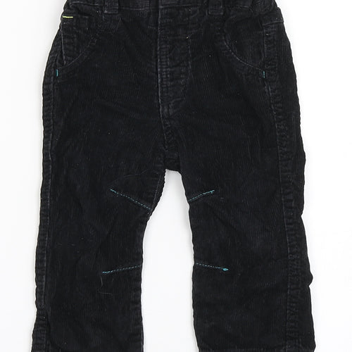 George Boys Black  100% Cotton Cargo Trousers Size 9-12 Months  Button
