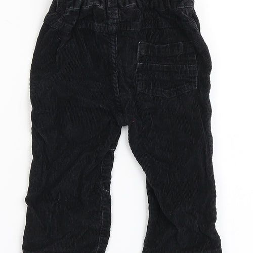 George Boys Black  100% Cotton Cargo Trousers Size 9-12 Months  Button