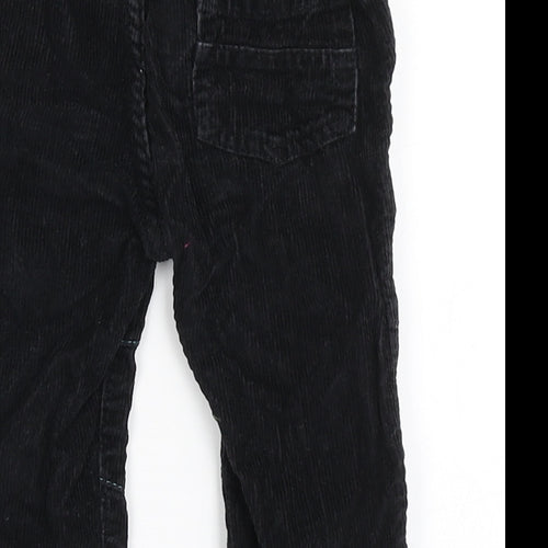 George Boys Black  100% Cotton Cargo Trousers Size 9-12 Months  Button