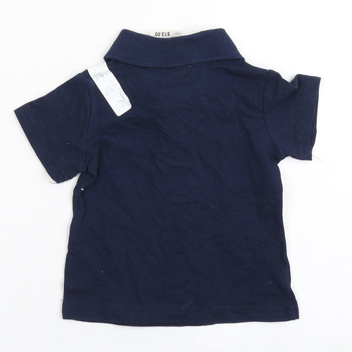 First Impressions Boys Blue  100% Cotton Basic Polo Size 6-9 Months Collared Button