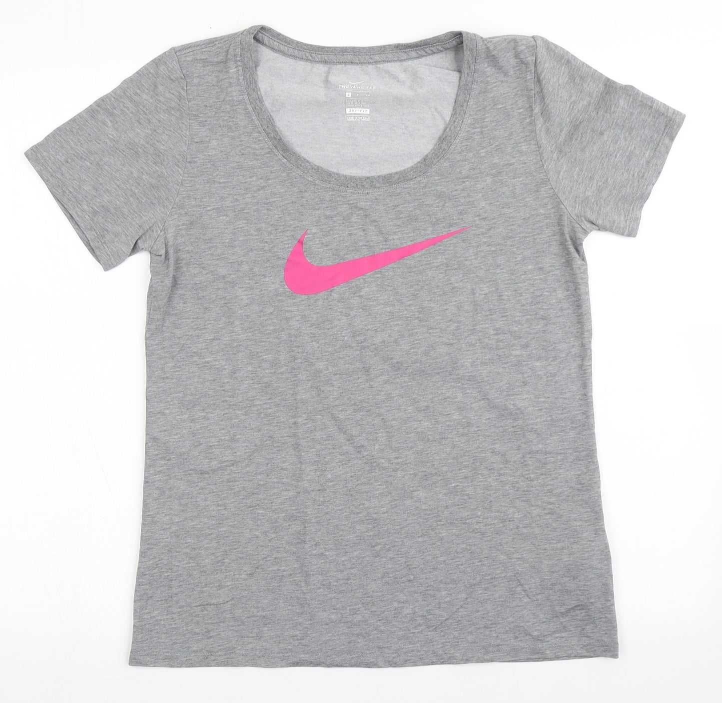 Nike Womens Grey  Cotton Basic T-Shirt Size S Scoop Neck