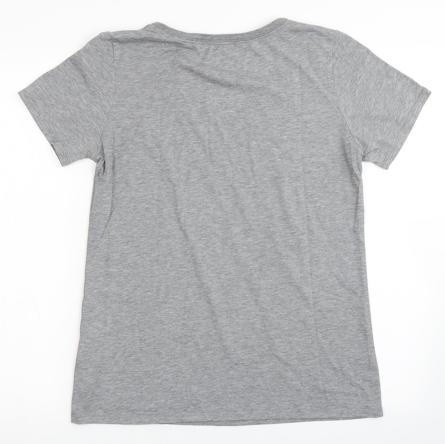 Nike Womens Grey  Cotton Basic T-Shirt Size S Scoop Neck
