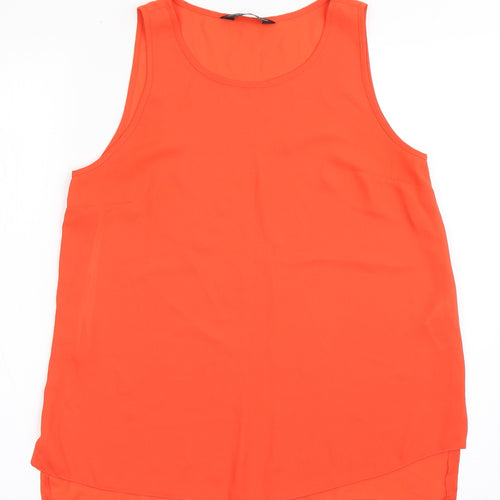 Dorothy Perkins Womens Orange  Polyester Basic Blouse Size 8 Round Neck