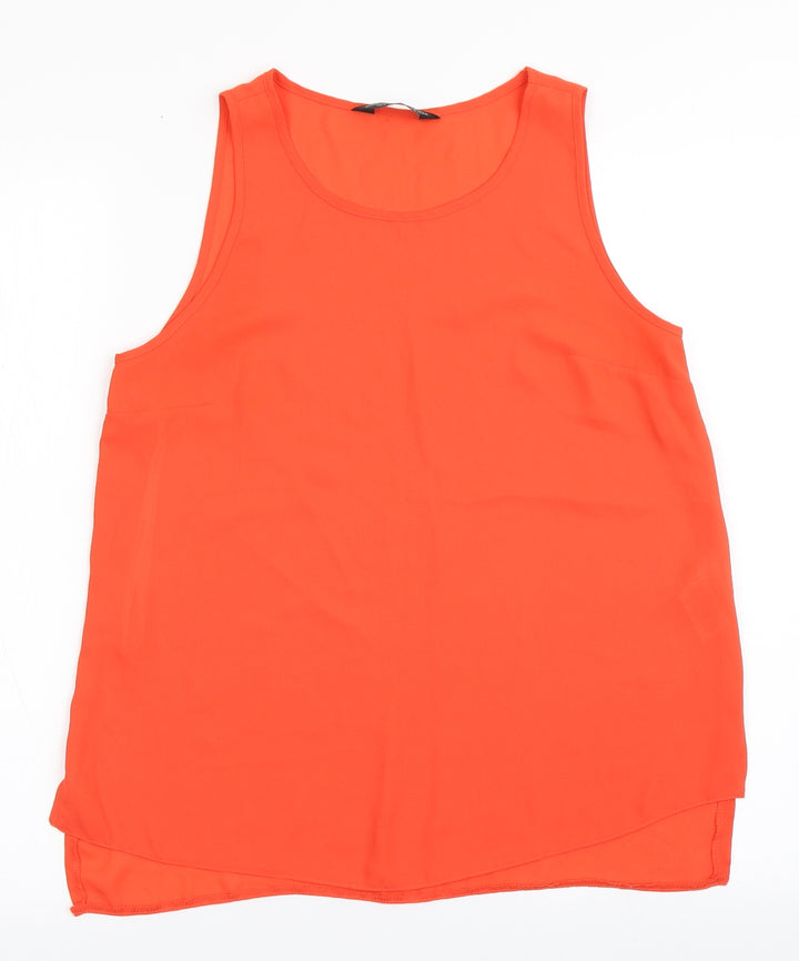 Dorothy Perkins Womens Orange Polyester Basic Blouse Size 8 Round Neck