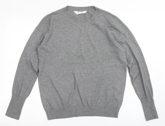 Front view of Primark women’s grey round neck polyester jumper, size M