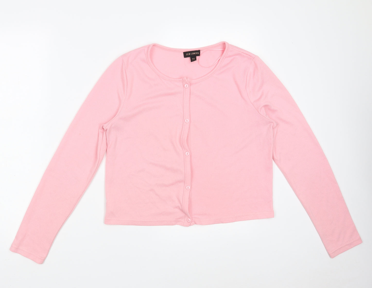 QED London Womens Pink Round Neck  Polyester Cardigan Jumper Size M