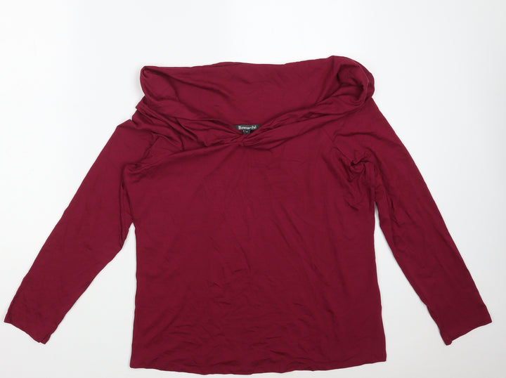 Bonmarché Womens Purple Viscose Basic T-Shirt Size 18 Boat Neck