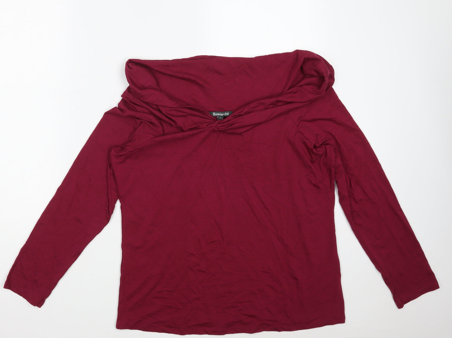 Bonmarché Womens Purple  Viscose Basic T-Shirt Size 18 Boat Neck