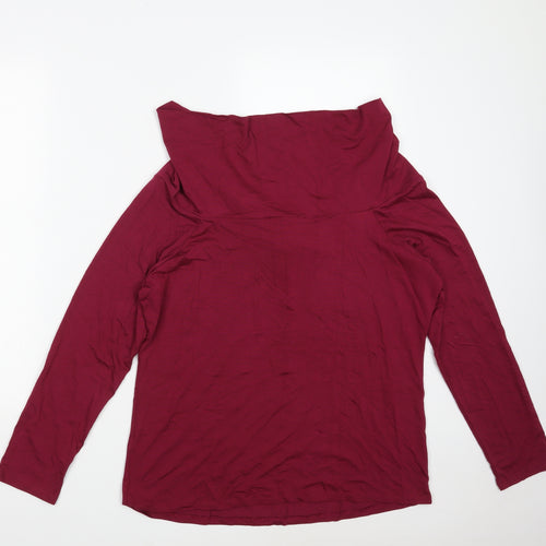 Bonmarché Womens Purple  Viscose Basic T-Shirt Size 18 Boat Neck