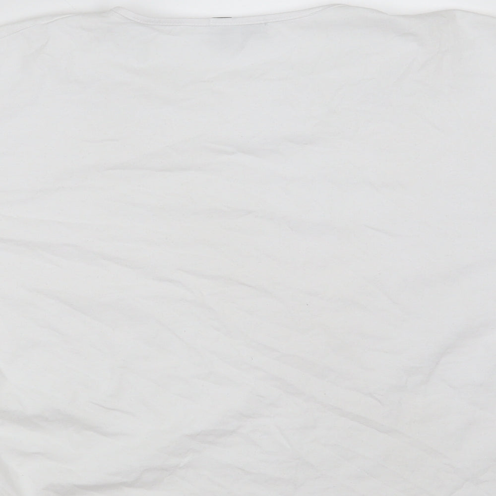 In the Style Womens White Floral Cotton Basic T-Shirt Size 16 Round Neck