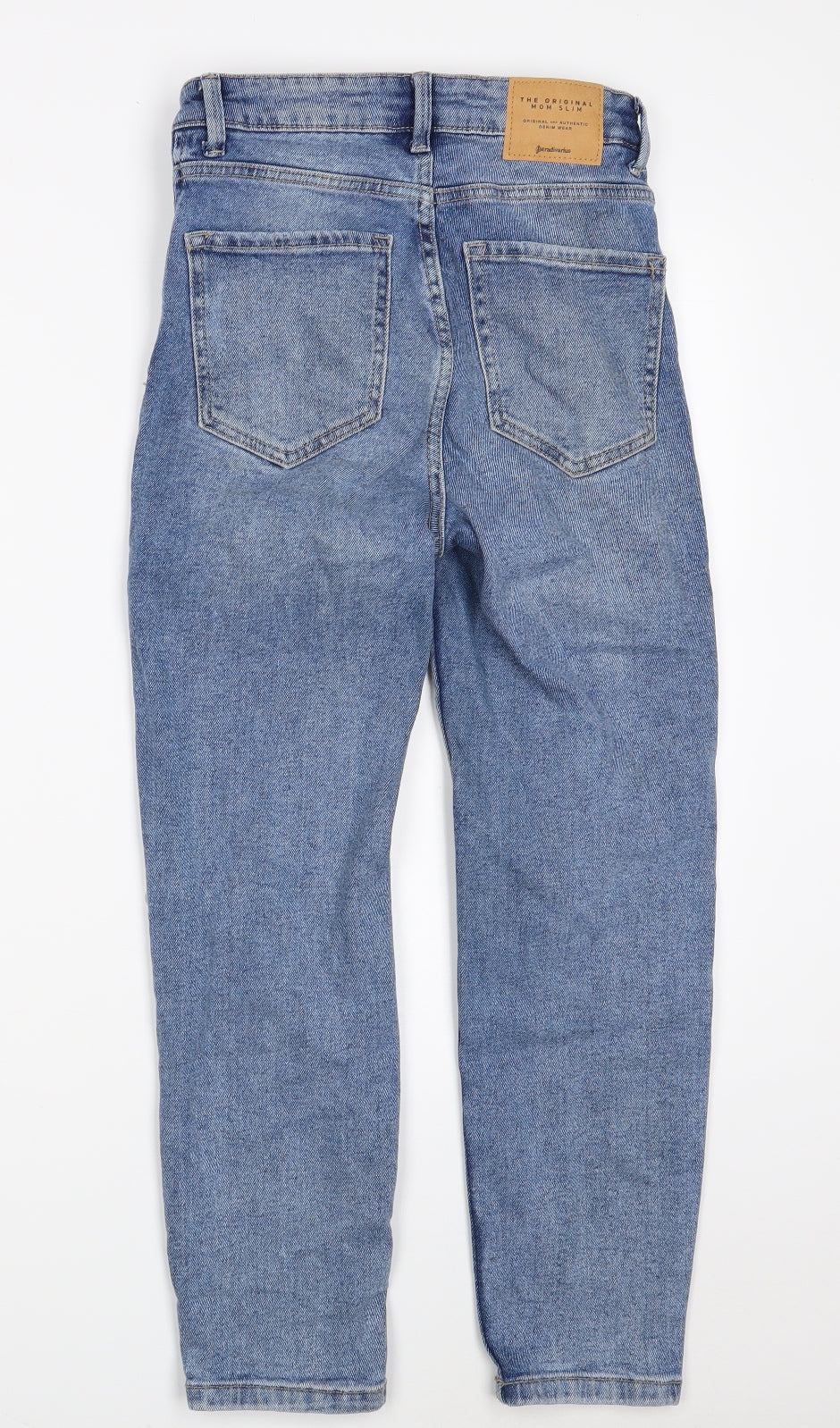 Stradivarius Womens Blue  Cotton Mom Jeans Size 6 L24 in Slim Zip