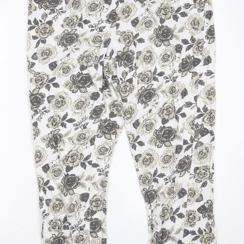 Bonprix Collection Womens White Floral Cotton Sweatpants Trousers Size XL L26 in Regular