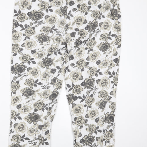 Bonprix Collection Womens White Floral Cotton Sweatpants Trousers Size XL L26 in Regular
