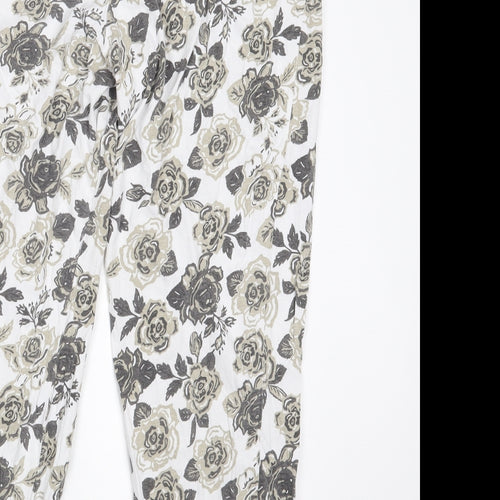 Bonprix Collection Womens White Floral Cotton Sweatpants Trousers Size XL L26 in Regular