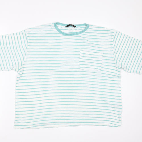 Dunnes Stores Womens White Striped Viscose Pullover Sweatshirt Size L