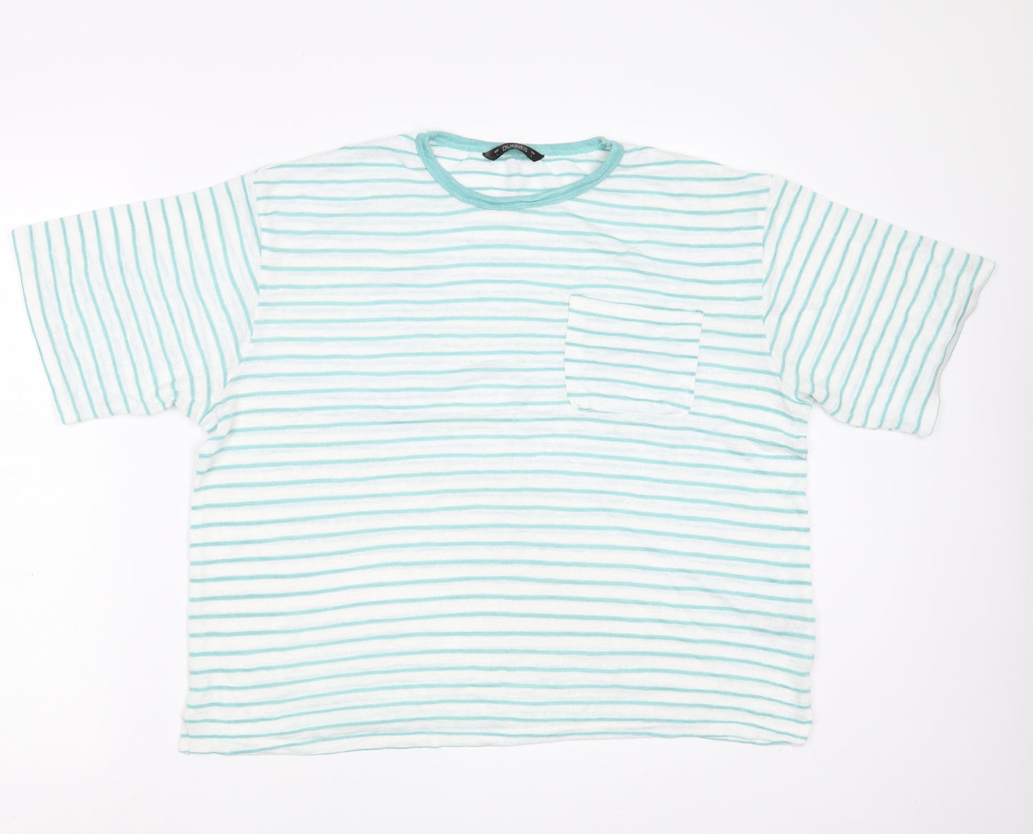 Dunnes Stores Womens White Striped Viscose Pullover Sweatshirt Size L