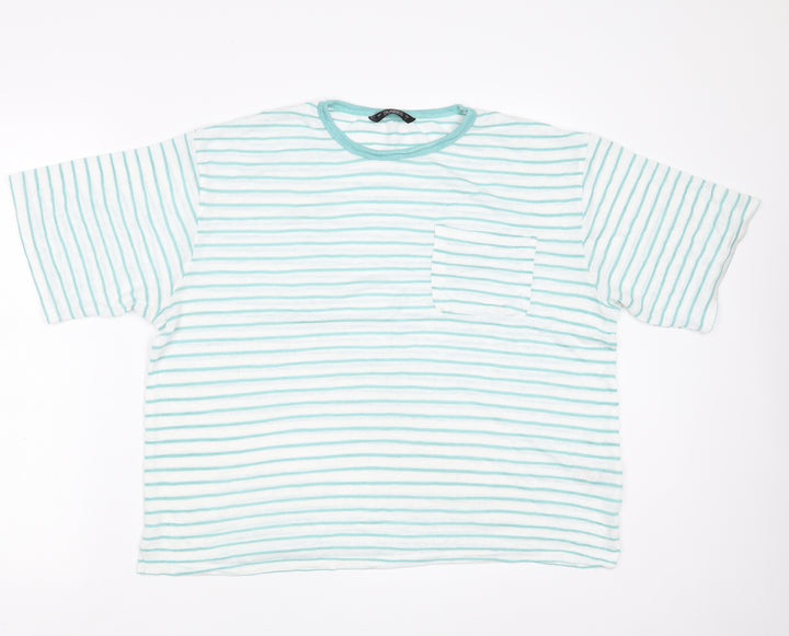 Dunnes Stores Womens White Striped Viscose Pullover Sweatshirt Size L