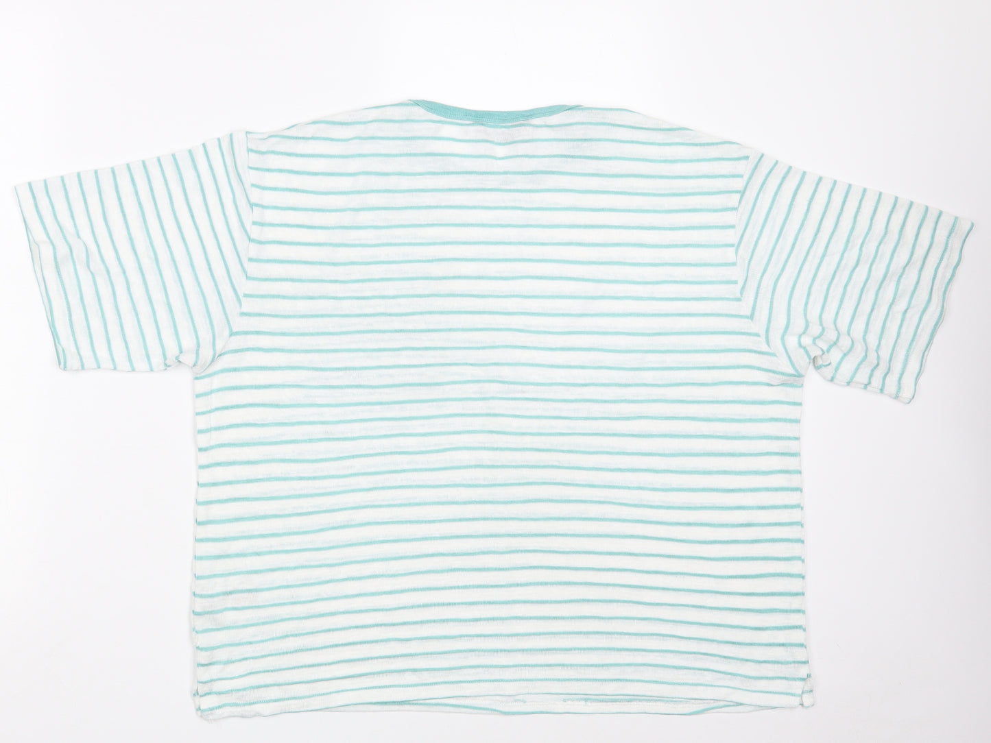 Dunnes Stores Womens White Striped Viscose Pullover Sweatshirt Size L