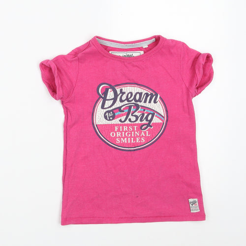 NEXT Girls Pink  Cotton Basic T-Shirt Size 4 Years Round Neck
