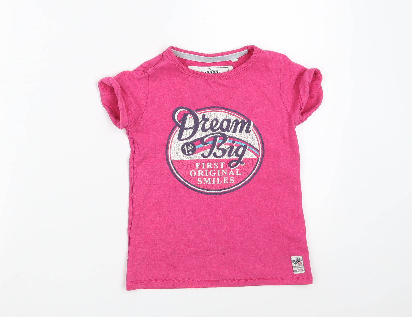 NEXT Girls Pink  Cotton Basic T-Shirt Size 4 Years Round Neck
