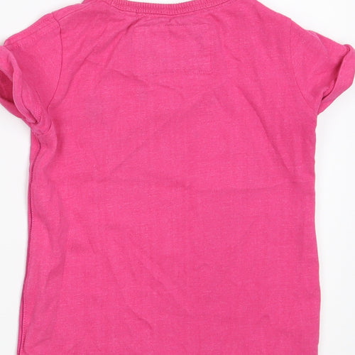 NEXT Girls Pink  Cotton Basic T-Shirt Size 4 Years Round Neck
