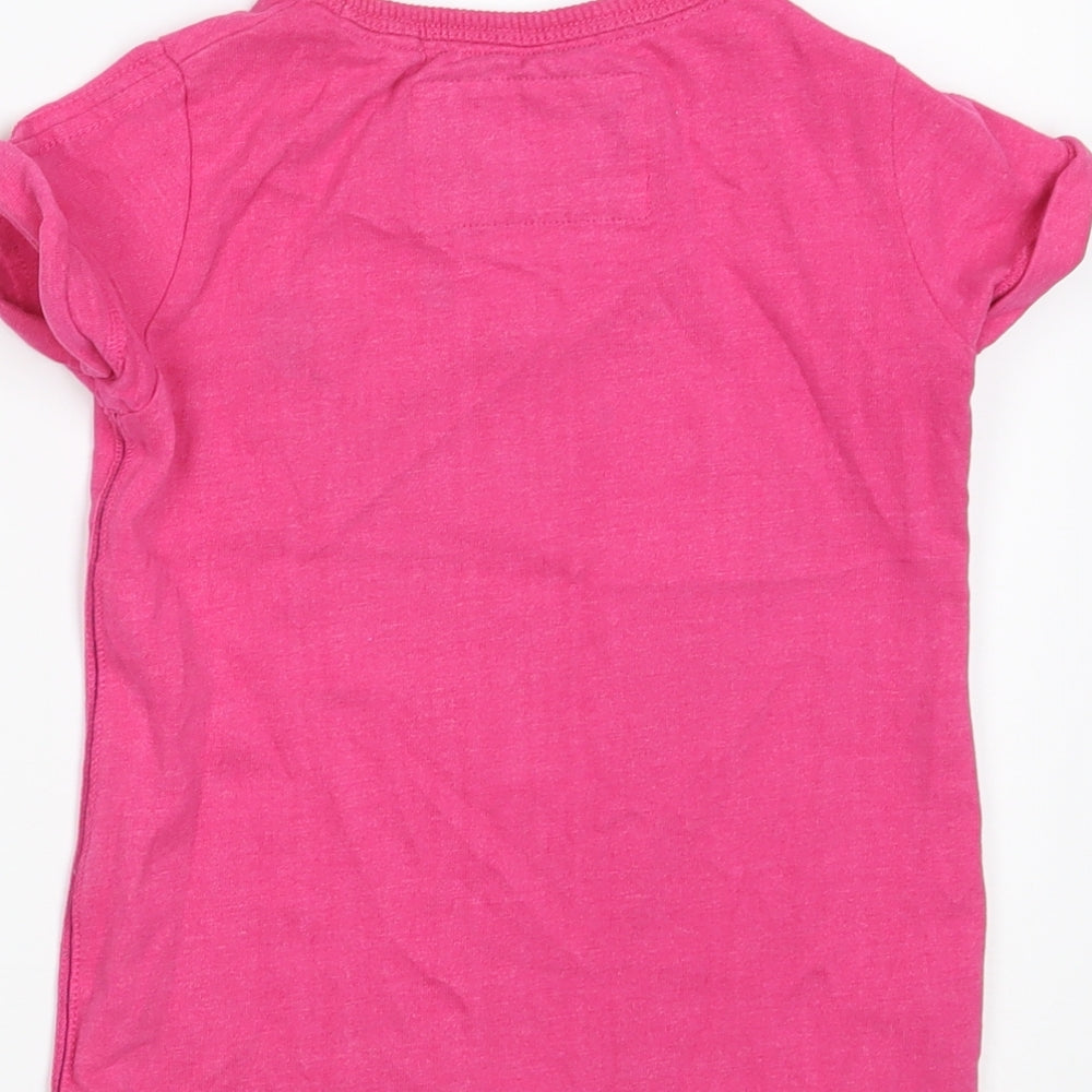 NEXT Girls Pink  Cotton Basic T-Shirt Size 4 Years Round Neck