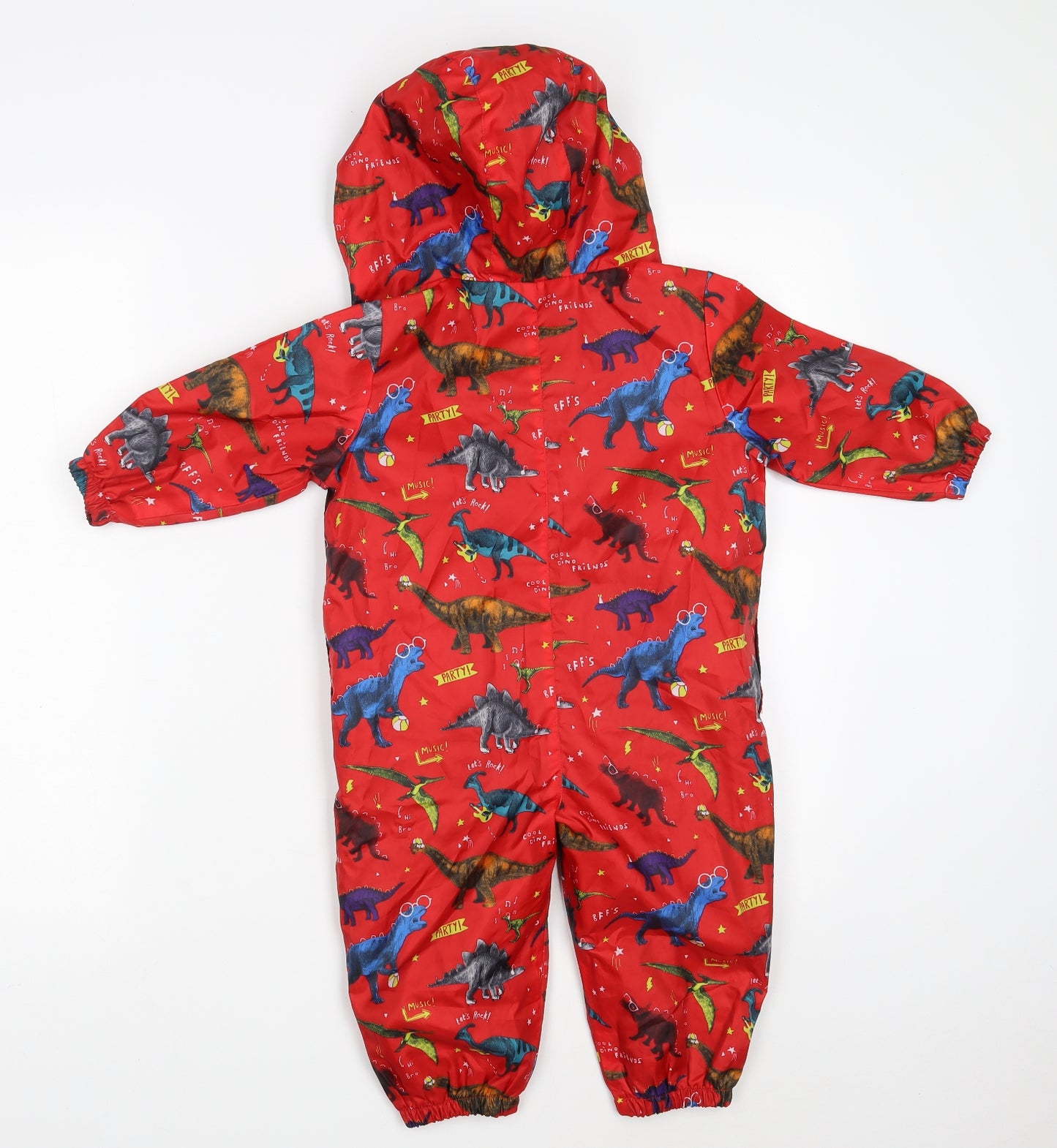 George Baby Red Animal Print Polyester Coverall Outfit/Set Size 12-18 Months  Zip - Dinosaurs