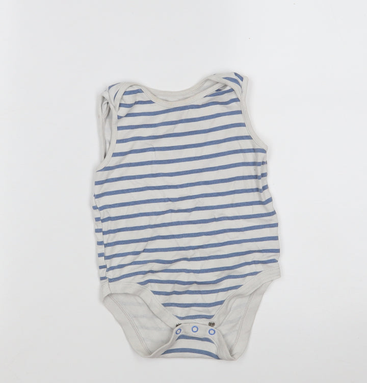 Dunnes Baby White Striped 100% Cotton Babygrow One-Piece Size 18-24 Months Button