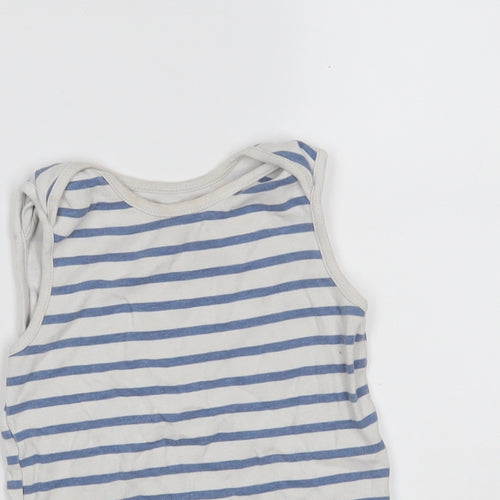 Dunnes Baby White Striped 100% Cotton Babygrow One-Piece Size 18-24 Months  Button