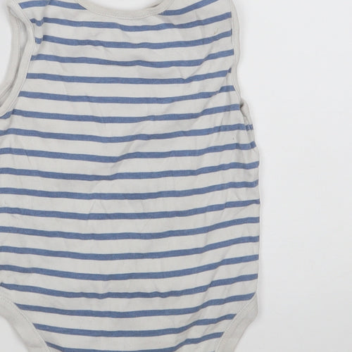 Dunnes Baby White Striped 100% Cotton Babygrow One-Piece Size 18-24 Months  Button