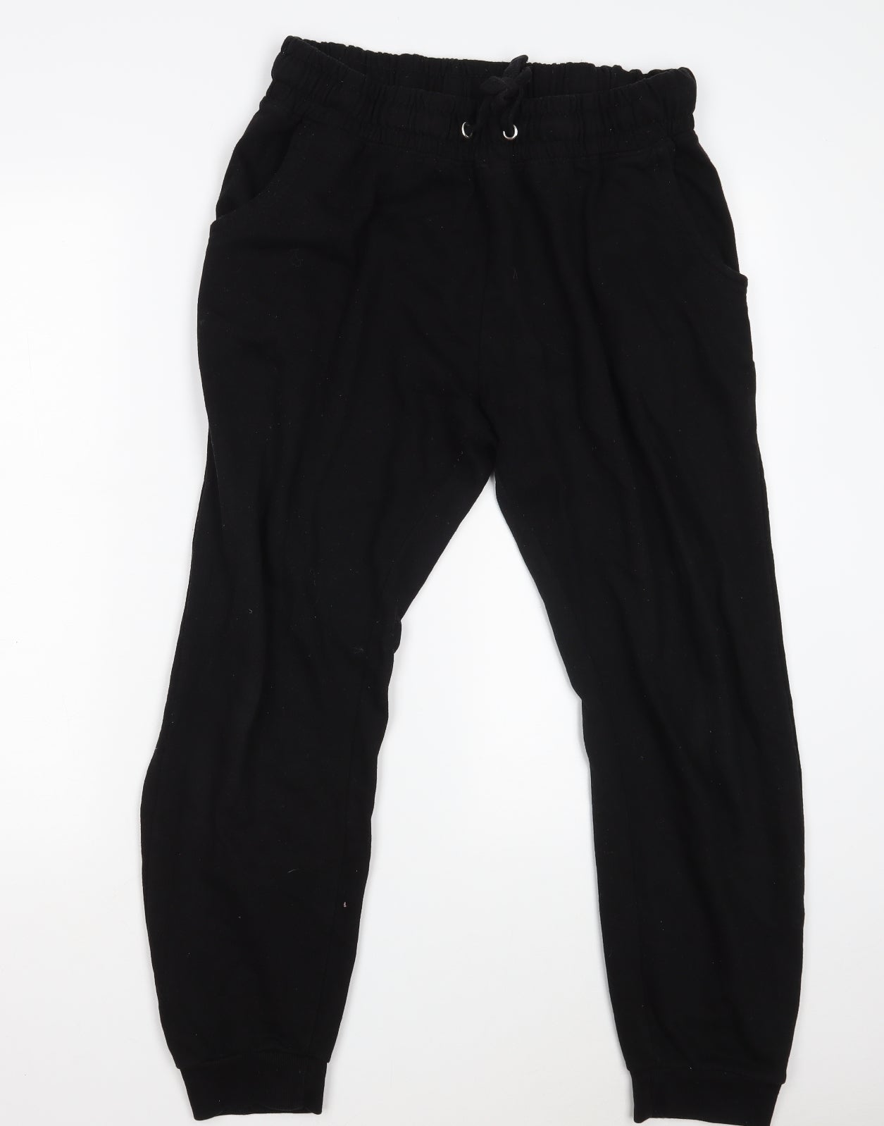 Pep & Co Womens Black  Cotton Jogger Trousers Size 14 L25 in Regular Drawstring